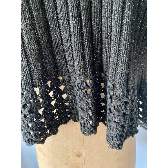 NYGARD COLLECTION Knit Short Sleeve Shrug in Black with Metallic Thread size S - Picture 6 of 8